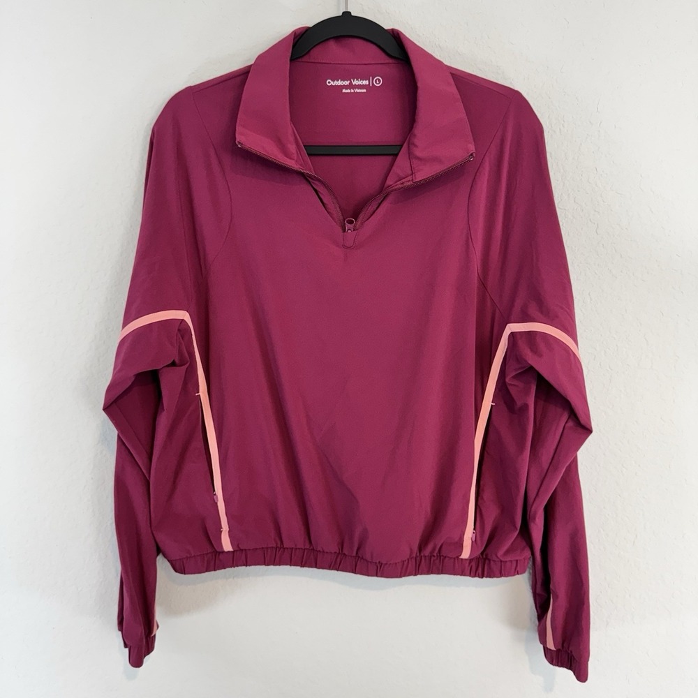 Outdoor Voices 1/4 Zip Pullover Lightweight Pink Women L Gym